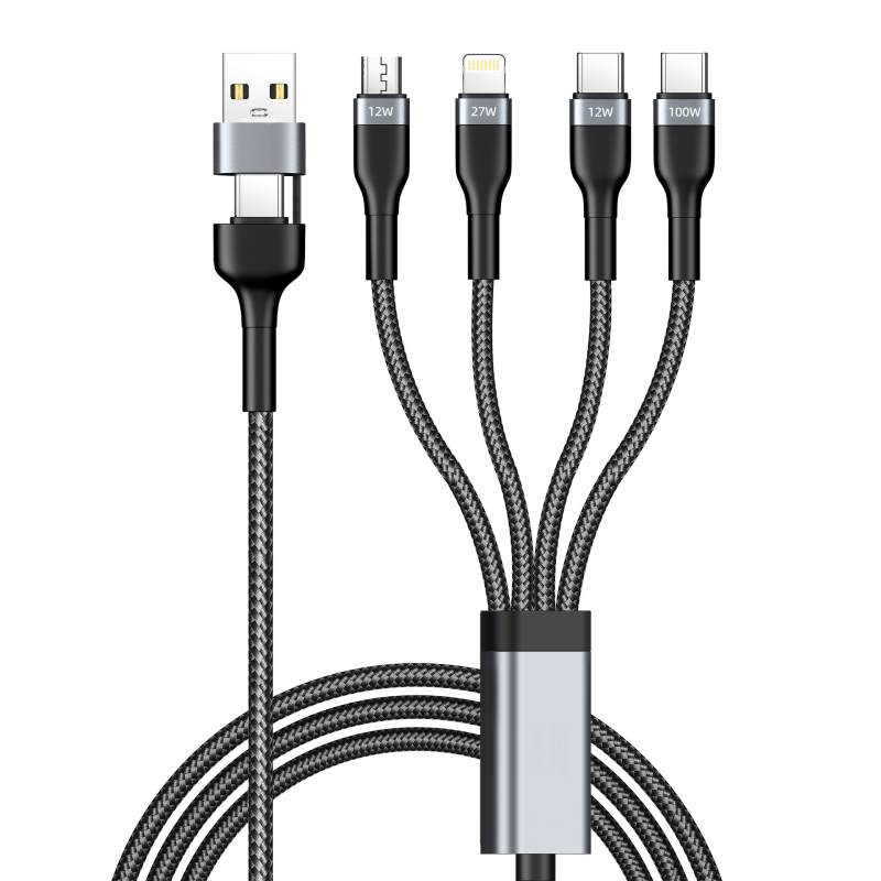 Difu you Type-C καλώδιο φόρτισης με πολλαπλές έξοδοι, νάιλον περίβλημα, 1–4 έξοδοι, Έξυπνος καταμερισμός ισχύος