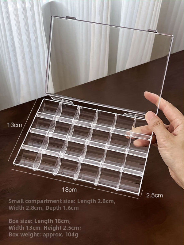 Japonského štýlu priehľadná akrylová krabička na manikúru s viacerými priehradkami pre stolné uloženie nástrojov a šperkov