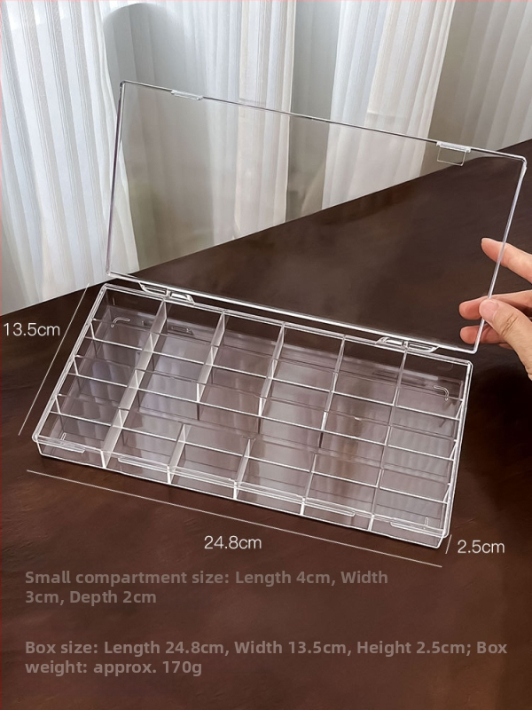 Japonského štýlu priehľadná akrylová krabička na manikúru s viacerými priehradkami pre stolné uloženie nástrojov a šperkov