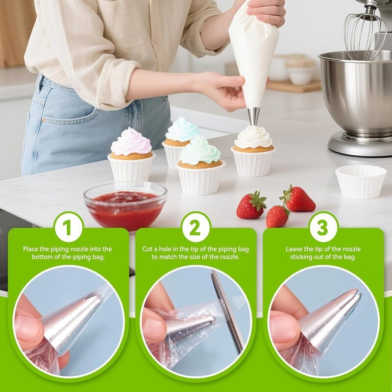 Set de 9 vârfuri de decorare din oțel inoxidabil 304, fără sudură, pentru decorarea torturilor și fursecurilor, vârf cu model de roză