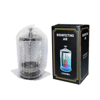 Longxin staklena posuda za dezinfekciju za škare i britvice — sterilizacijska posuda za kozmetičke i frizerske alate