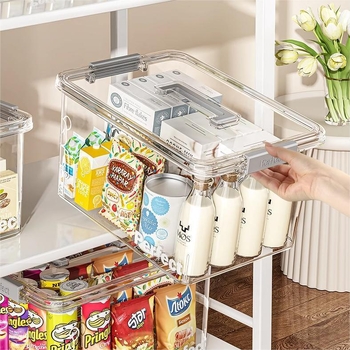 Διαφανές PET κουτί αποθήκευσης, φορητό και αδιάβροχο, με χωρητικότητα έως 5 L, για ρούχα, παιχνίδια, σνακ και βιβλία