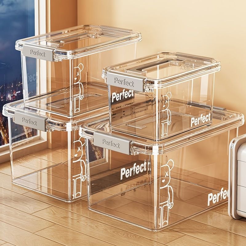 Διαφανές PET κουτί αποθήκευσης, φορητό και αδιάβροχο, με χωρητικότητα έως 5 L, για ρούχα, παιχνίδια, σνακ και βιβλία