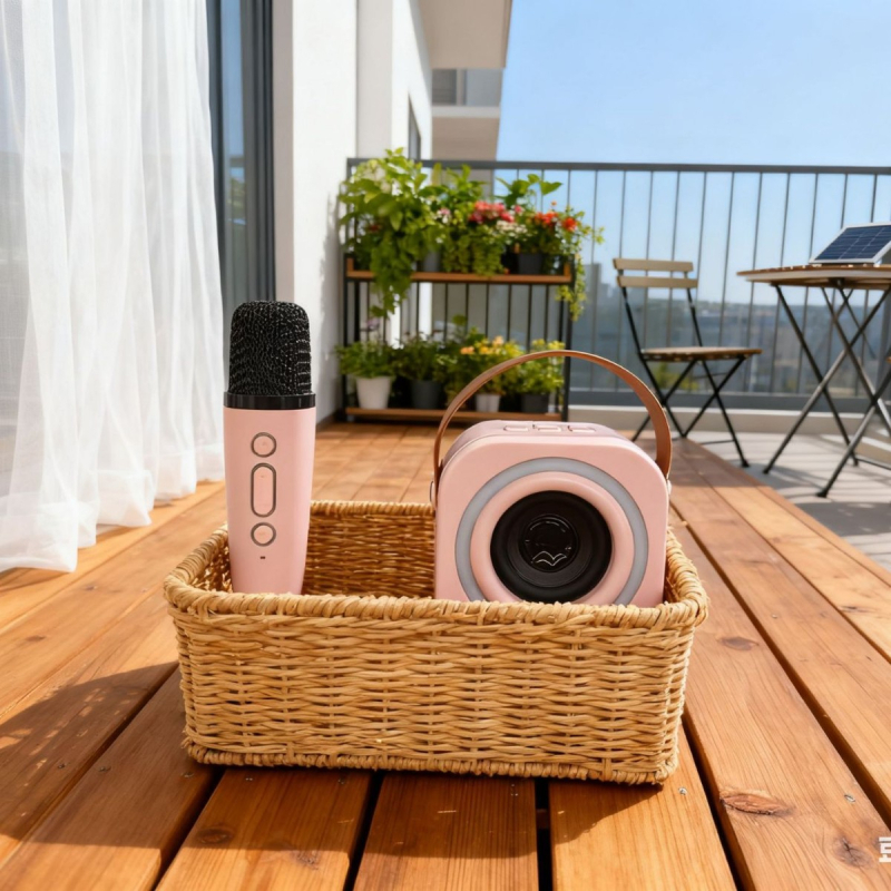 Boxă Bluetooth Karaoke All-in-One cu Microfon Wireless, Bluetooth 5.0, Baterie încorporată, 20 Hz–20 kHz, SNR ≥70 dB, 6 W