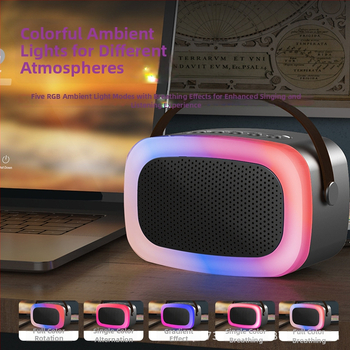 Kućni karaoke sustav sve-u-jednom Bluetooth zvučnik s bežičnim mikrofonom — Bluetooth 5.0, 5W, 100Hz-20kHz, SNR ≥85dB, domet 3 m