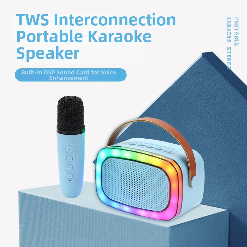 Kućni karaoke sustav sve-u-jednom Bluetooth zvučnik s bežičnim mikrofonom — Bluetooth 5.0, 5W, 100Hz-20kHz, SNR ≥85dB, domet 3 m
