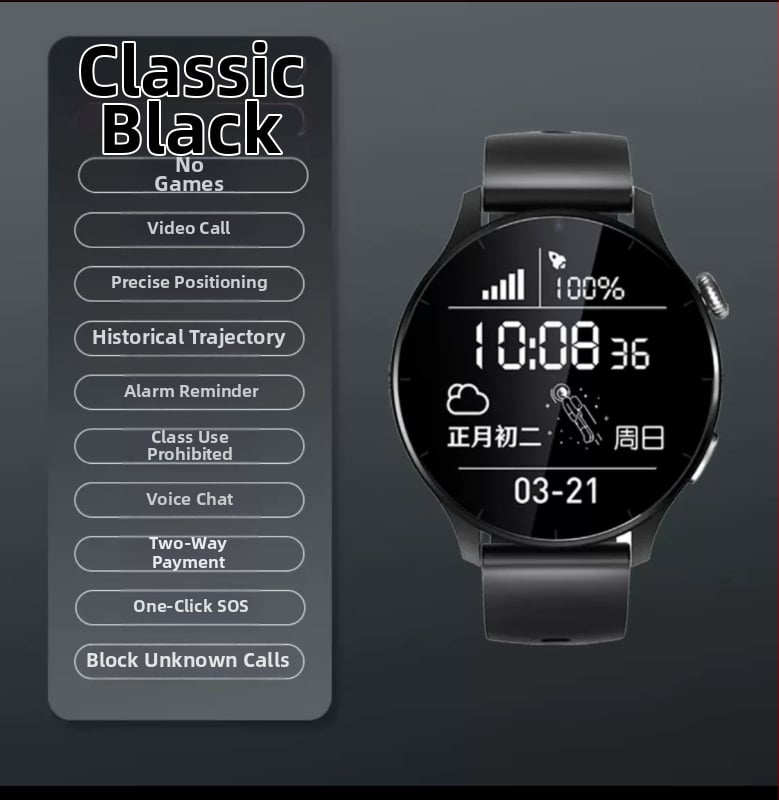 Učenički pametni sat s Androidom, TFT zaslon 1,44 inča, baterija 1280 mAh, vodootporan, 8MP kamera