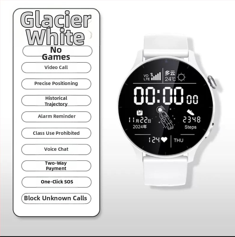 Učenički pametni sat s Androidom, TFT zaslon 1,44 inča, baterija 1280 mAh, vodootporan, 8MP kamera