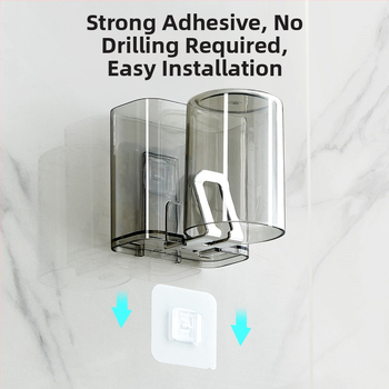 PH fogkefetartó, falra szerelhető, lyukasztás nélküli, műanyag, logó nyomtatott