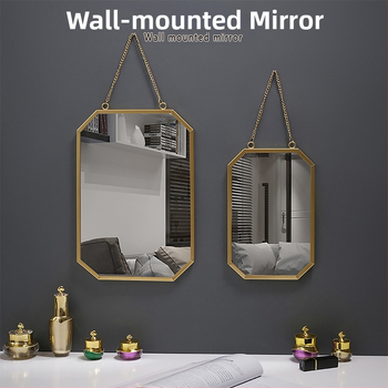 Zidno visiće ogledalo, metalni okvir, aluminijsko ogledalo, prilagodljivo, pogodno za kupaonicu, spavaću sobu i trgovinske prostore