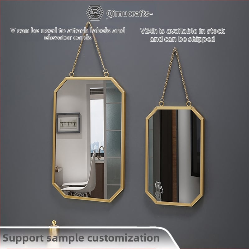 Zidno visiće ogledalo, metalni okvir, aluminijsko ogledalo, prilagodljivo, pogodno za kupaonicu, spavaću sobu i trgovinske prostore