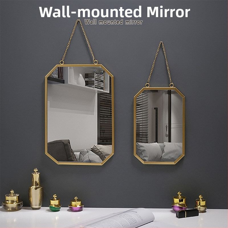 Zidno visiće ogledalo, metalni okvir, aluminijsko ogledalo, prilagodljivo, pogodno za kupaonicu, spavaću sobu i trgovinske prostore