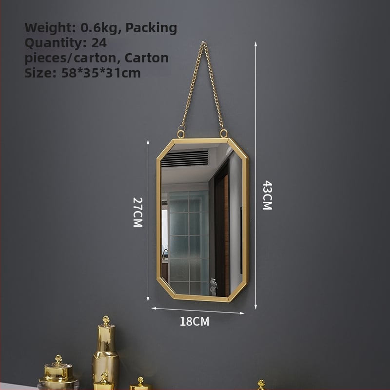 Zidno visiće ogledalo, metalni okvir, aluminijsko ogledalo, prilagodljivo, pogodno za kupaonicu, spavaću sobu i trgovinske prostore