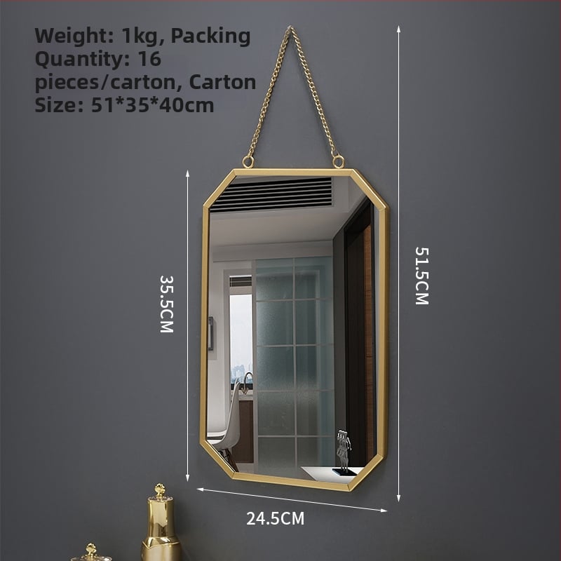 Zidno visiće ogledalo, metalni okvir, aluminijsko ogledalo, prilagodljivo, pogodno za kupaonicu, spavaću sobu i trgovinske prostore