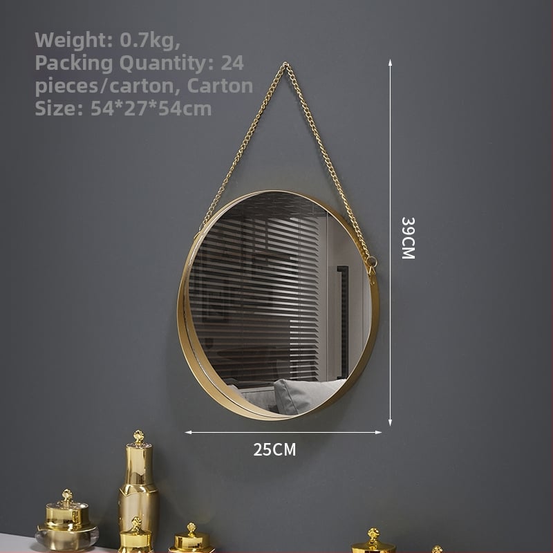 Zidno visiće ogledalo, metalni okvir, aluminijsko ogledalo, prilagodljivo, pogodno za kupaonicu, spavaću sobu i trgovinske prostore