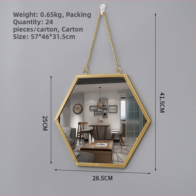 Zidno visiće ogledalo, metalni okvir, aluminijsko ogledalo, prilagodljivo, pogodno za kupaonicu, spavaću sobu i trgovinske prostore