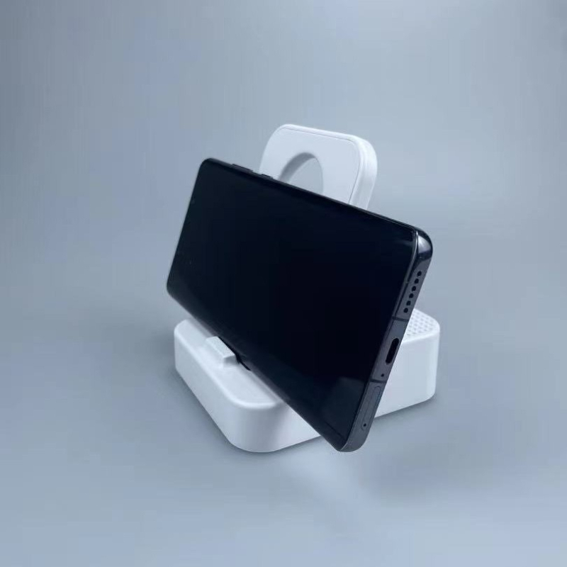 Bluetooth prijenosni zvučnik s držačem za telefon, 3-u-1 stolni i prijenosni, 5W, Bluetooth 5.3, frekvencijski raspon 20 Hz–20 kHz, SNR ≥70 dB, ugrađena baterija