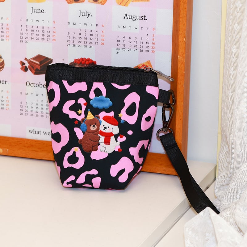 Leopárd mintás mini aprópénztárca Oxford anyagból, városi egyszerű stílus, vízálló, 2025 ősz