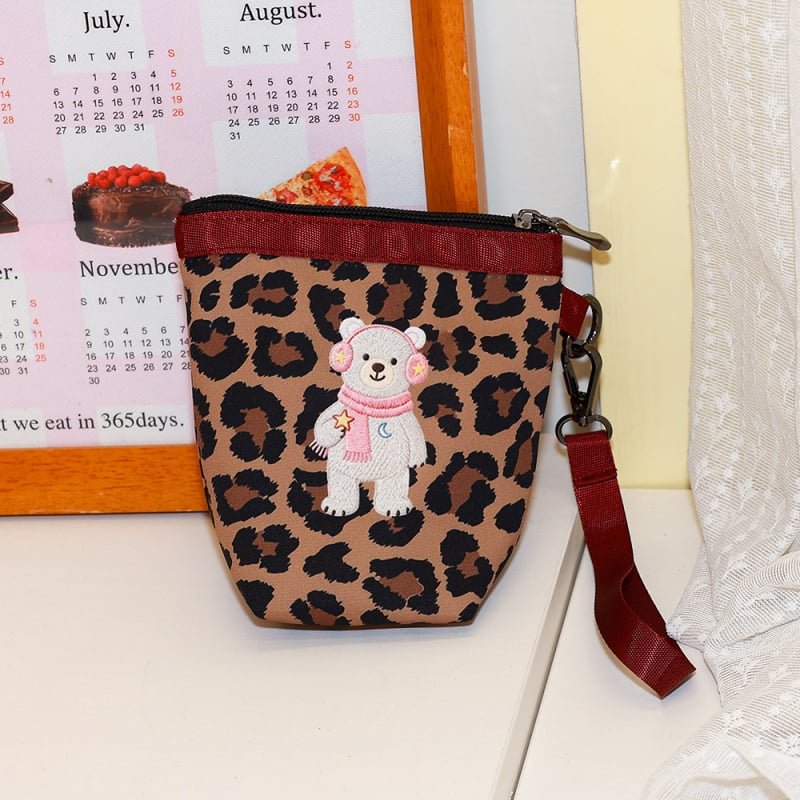 Leopárd mintás mini aprópénztárca Oxford anyagból, városi egyszerű stílus, vízálló, 2025 ősz