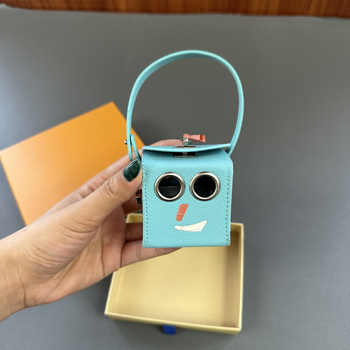 Κρεμαστό για τσαντάκι με θέμα το Halloween: μικρό ρομπότ, τετράγωνο κουτί, γνήσιο δέρμα, αξεσουάρ αποσκευών