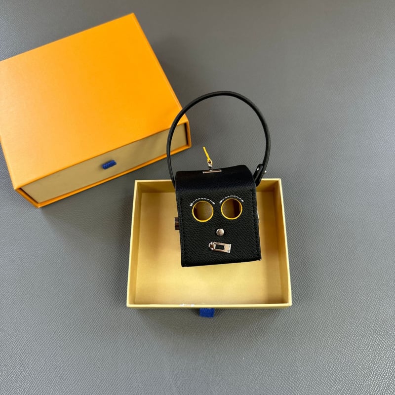 Κρεμαστό για τσαντάκι με θέμα το Halloween: μικρό ρομπότ, τετράγωνο κουτί, γνήσιο δέρμα, αξεσουάρ αποσκευών