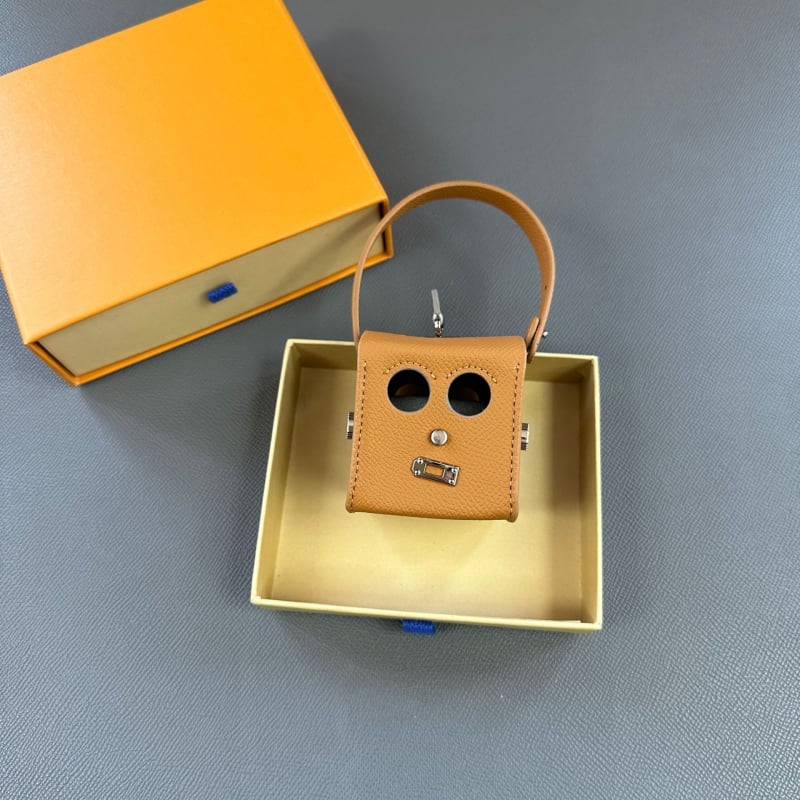 Κρεμαστό για τσαντάκι με θέμα το Halloween: μικρό ρομπότ, τετράγωνο κουτί, γνήσιο δέρμα, αξεσουάρ αποσκευών