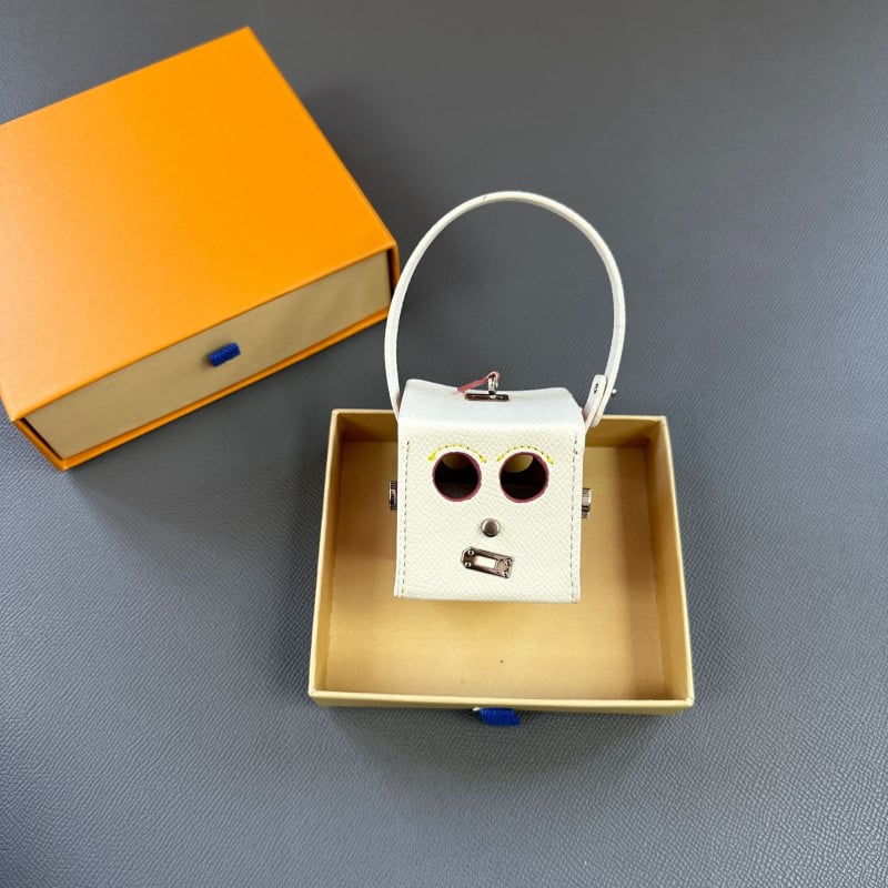 Κρεμαστό για τσαντάκι με θέμα το Halloween: μικρό ρομπότ, τετράγωνο κουτί, γνήσιο δέρμα, αξεσουάρ αποσκευών