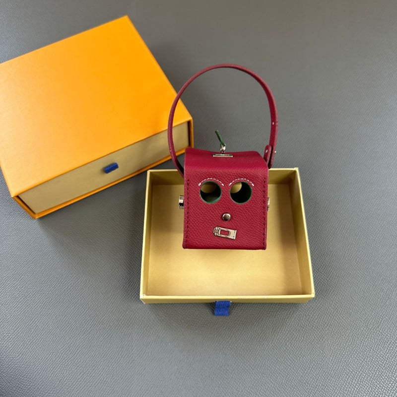 Κρεμαστό για τσαντάκι με θέμα το Halloween: μικρό ρομπότ, τετράγωνο κουτί, γνήσιο δέρμα, αξεσουάρ αποσκευών