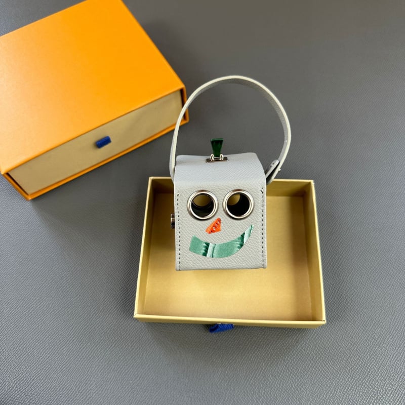 Κρεμαστό για τσαντάκι με θέμα το Halloween: μικρό ρομπότ, τετράγωνο κουτί, γνήσιο δέρμα, αξεσουάρ αποσκευών