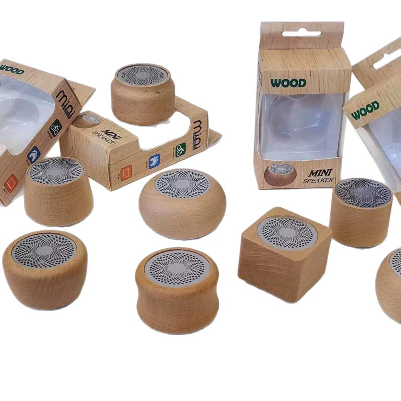 Boxa Bluetooth rotundă din lemn, Bluetooth 5.3, 3W, baterie încorporată 300-500 mAh, răspuns în frecvențe 20 Hz-20 kHz, IPX2