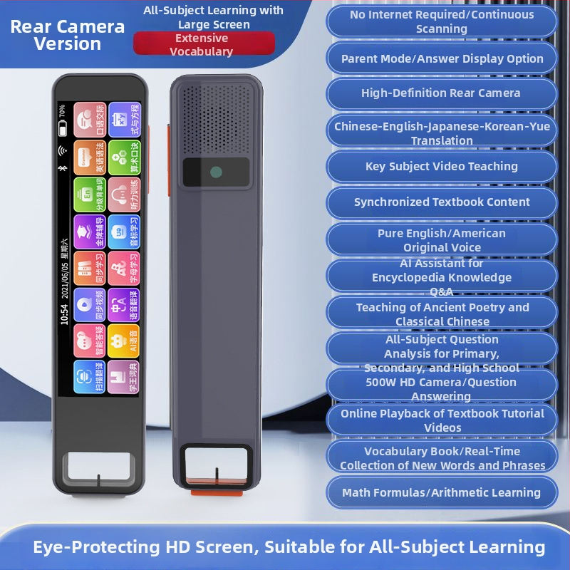 AI olovka za čitanje i prevođenje uz rječnik, model A22, 5V, punjiva litijska baterija, plastično kućište