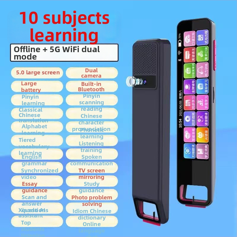 AI olovka za čitanje i prevođenje uz rječnik, model A22, 5V, punjiva litijska baterija, plastično kućište