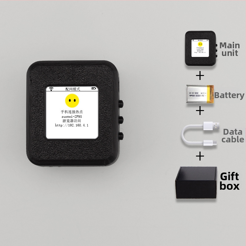 AI dialógový robot v darčekovej sade, verzia 3.0; hlasové prebudenie s vlastnými budíkmi; materiál 3D tlač; slúchadlový jack + otočný displej ovlávaný hlasom; batéria 1200 mAh