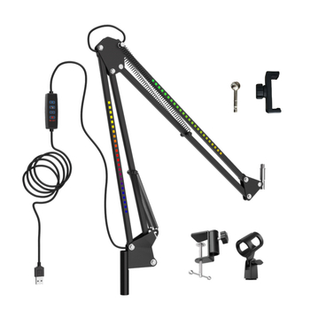 Suport de microfon de birou pliabil pentru gaming și streaming live – NB-35 set, încărcare maximă 2 kg, reglaj 180°, șuruburi 1/4 inch și 3/8 inch