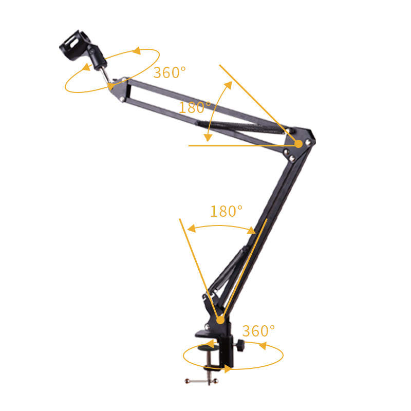 Suport de microfon de birou pliabil pentru gaming și streaming live – NB-35 set, încărcare maximă 2 kg, reglaj 180°, șuruburi 1/4 inch și 3/8 inch