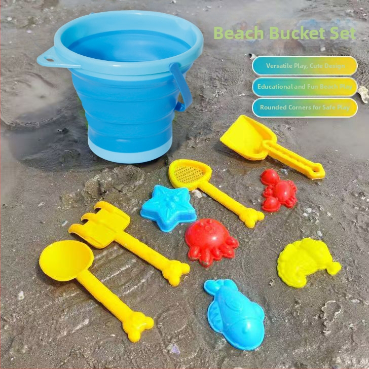 Sklopiva plastična kanta za vodu i pijesak, 19,5 × 16,5 cm, prijenosna plažna igračka