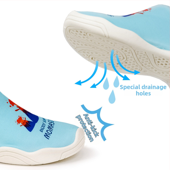 Παιδικά υδάτινα παπούτσια για πεζοπορίες σε ποτάμια και στην παραλία — ανάπνευστη επάνω με Lycra, πολυεστερική επένδυση, αντιολισθητική σόλα καουτσούκ (TPR)