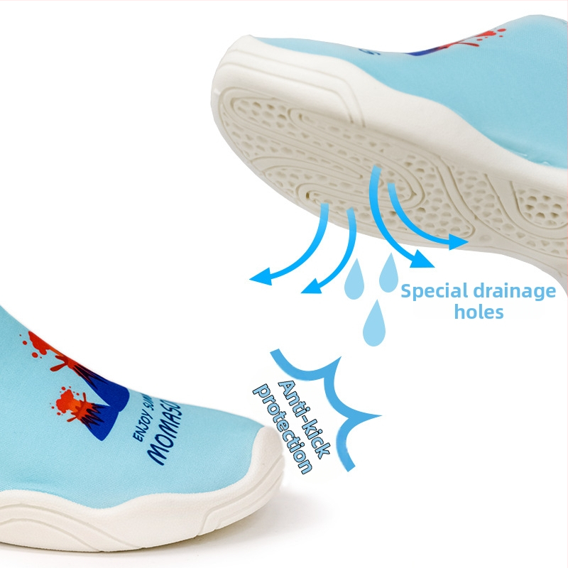 Παιδικά υδάτινα παπούτσια για πεζοπορίες σε ποτάμια και στην παραλία — ανάπνευστη επάνω με Lycra, πολυεστερική επένδυση, αντιολισθητική σόλα καουτσούκ (TPR)