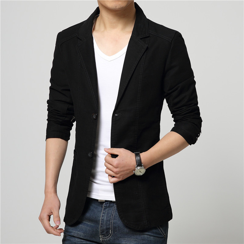 Sako casual za odijelo, korejski stil, slim fit, pamuk s poliesterskom podlogom, kopčanje na dvije kopče, ovratnik sakoa, jednobojan uzorak, proljeće i jesen