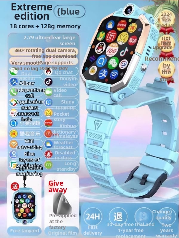 M88 Pametni dječji sat s dvostrukom kamerom, videopozivom, praćenjem lokacije, vodootporan, SIM karticom