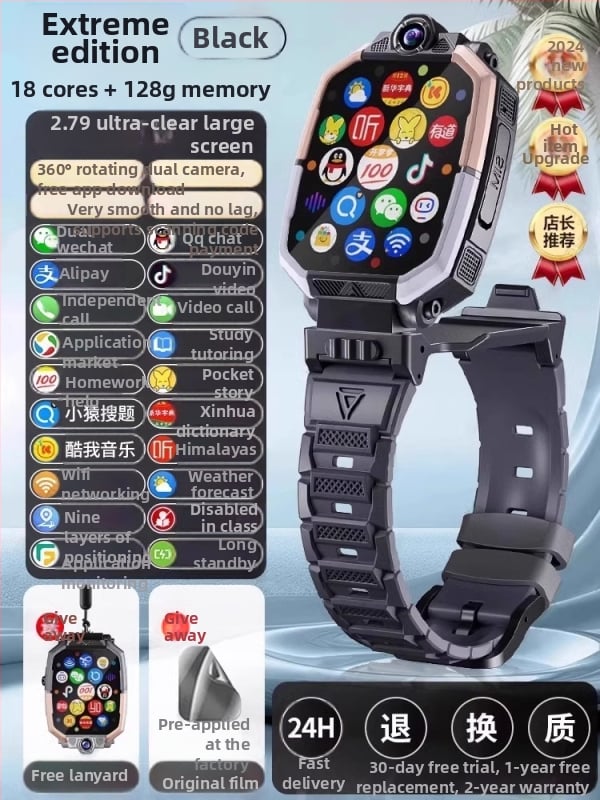 M88 Pametni dječji sat s dvostrukom kamerom, videopozivom, praćenjem lokacije, vodootporan, SIM karticom