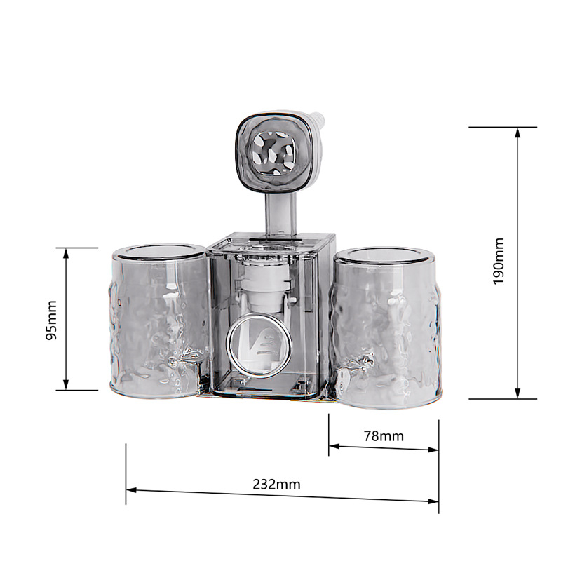 Fogkefetartó falra szerelhető szívókapcsos – PET anyag, fúrás nélkül, fogkrém adagoló és pohár tároló