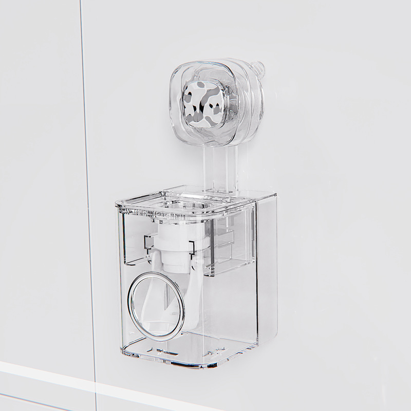 Fogkefetartó falra szerelhető szívókapcsos – PET anyag, fúrás nélkül, fogkrém adagoló és pohár tároló