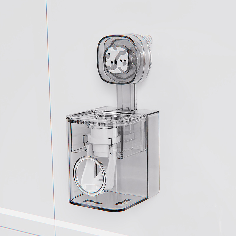 Fogkefetartó falra szerelhető szívókapcsos – PET anyag, fúrás nélkül, fogkrém adagoló és pohár tároló