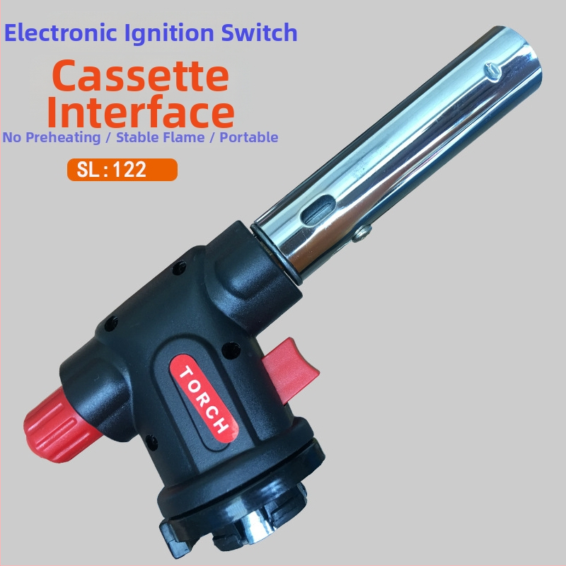 San Lilai Prijenosni plamenik na plin – elektroničko paljenje, butan, kazetni spremnik, za roštilj