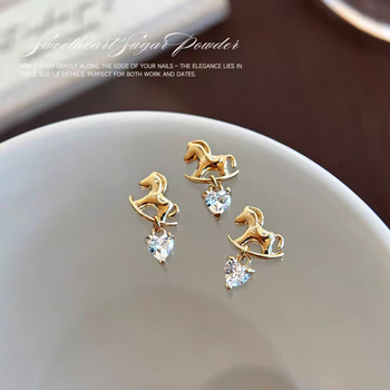 Decorațiuni pentru unghii cu zirconiu — metal/aliaje, seria Anul Calului cu zirconiu, modele Cat Eye, Sweet, French, Spicy Girl, Simple, cod produs WY10083