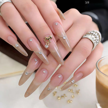 Decorațiuni pentru unghii cu zirconiu — metal/aliaje, seria Anul Calului cu zirconiu, modele Cat Eye, Sweet, French, Spicy Girl, Simple, cod produs WY10083