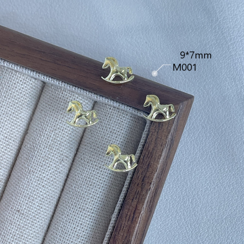 Decorațiuni pentru unghii cu zirconiu — metal/aliaje, seria Anul Calului cu zirconiu, modele Cat Eye, Sweet, French, Spicy Girl, Simple, cod produs WY10083