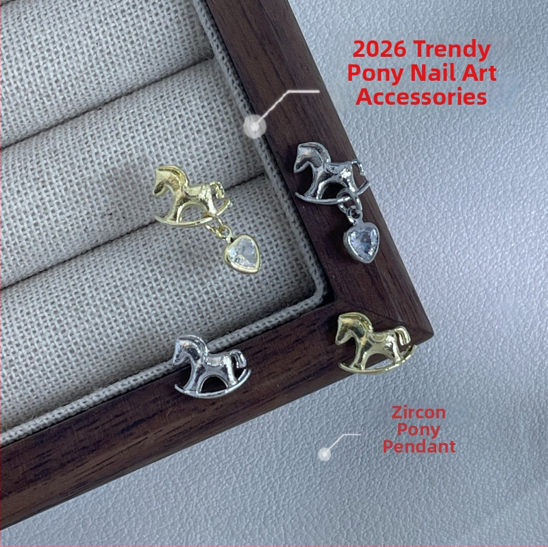 Decorațiuni pentru unghii cu zirconiu — metal/aliaje, seria Anul Calului cu zirconiu, modele Cat Eye, Sweet, French, Spicy Girl, Simple, cod produs WY10083