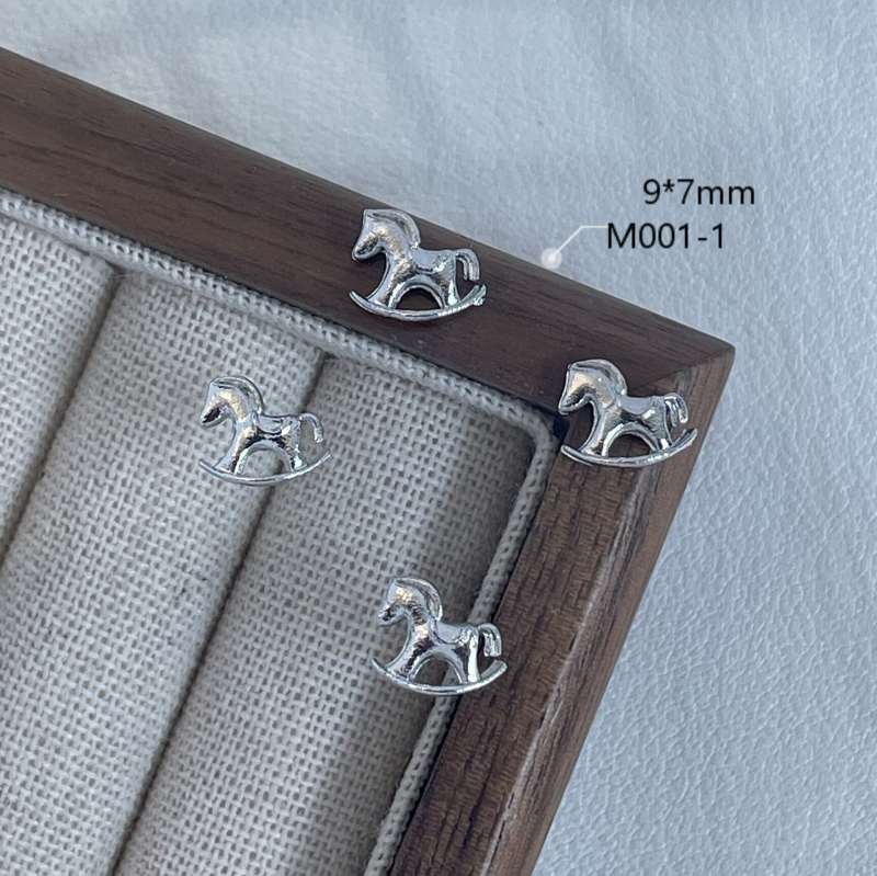 Decorațiuni pentru unghii cu zirconiu — metal/aliaje, seria Anul Calului cu zirconiu, modele Cat Eye, Sweet, French, Spicy Girl, Simple, cod produs WY10083